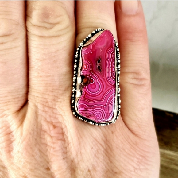 New Amazing Pink Solar Agate 925 Silver Ring. - Picture 6 of 8